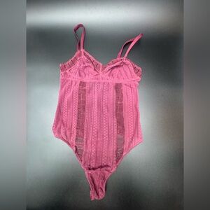 else Burgundy Lace Trim One-Piece Bodysuit